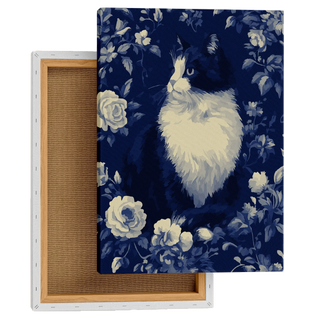Royal Blue Floral Feline