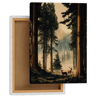Misty Redwood Forest Deer